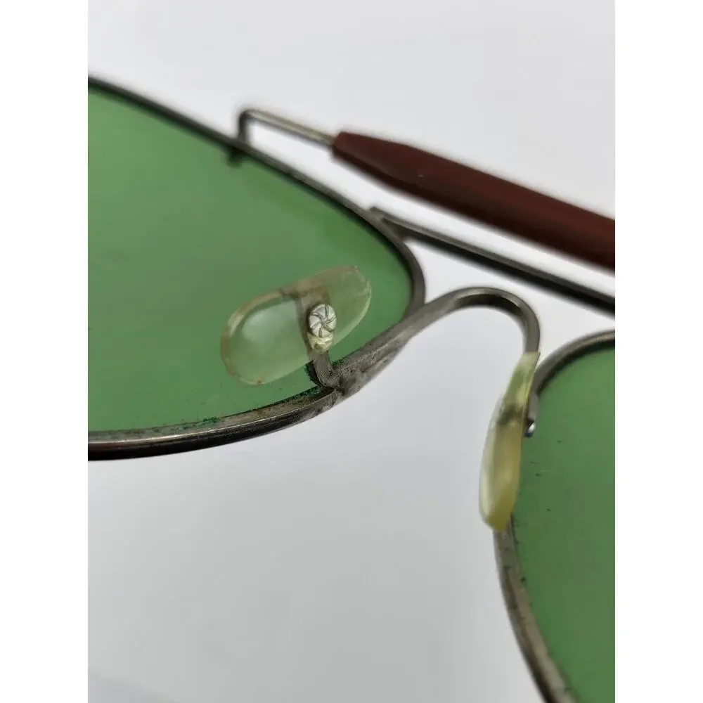 Vintage Green lens Pilot Aviator Crossbar Sunglasses Japan 125mm width